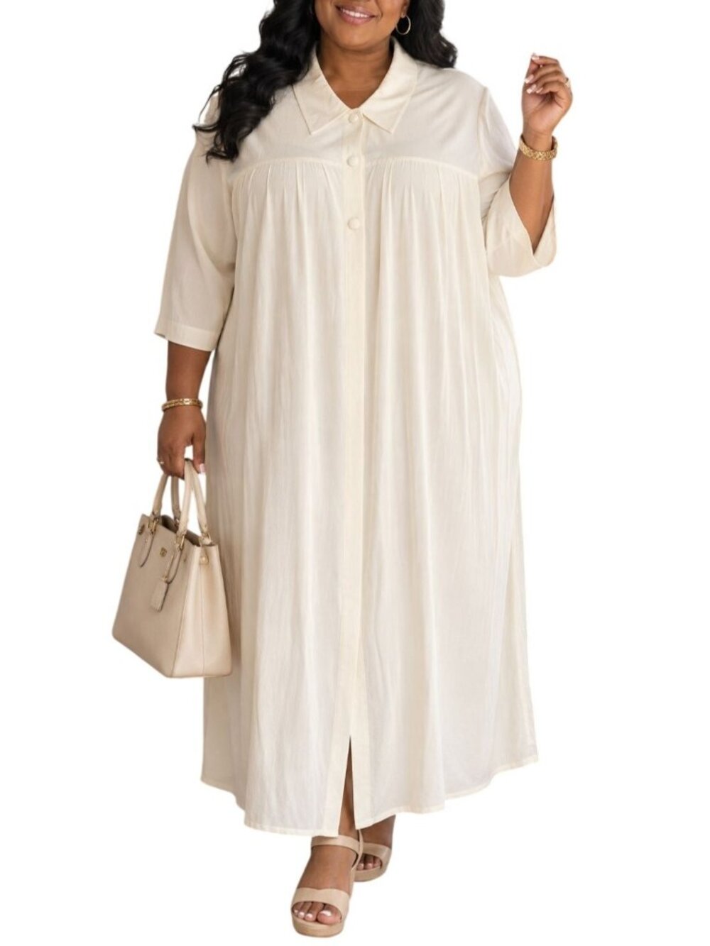 Ronni Nicole II Plus Size 24W Dress & Jacket Maxi Ivory Back Zip Two-Piece Set